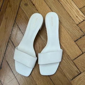 Mandy Minimal Block Heel Mule Reformation in white snake emboss